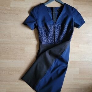 Roland‎ Mouret Banana Republic Color-block Black Navy Dress Career Event Size 6